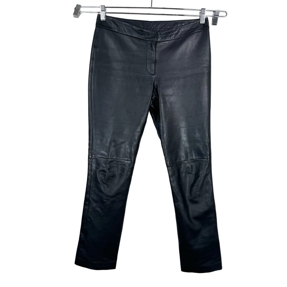 Elements By‎ Vakko Women's Black Leather biker 90s Pants 8